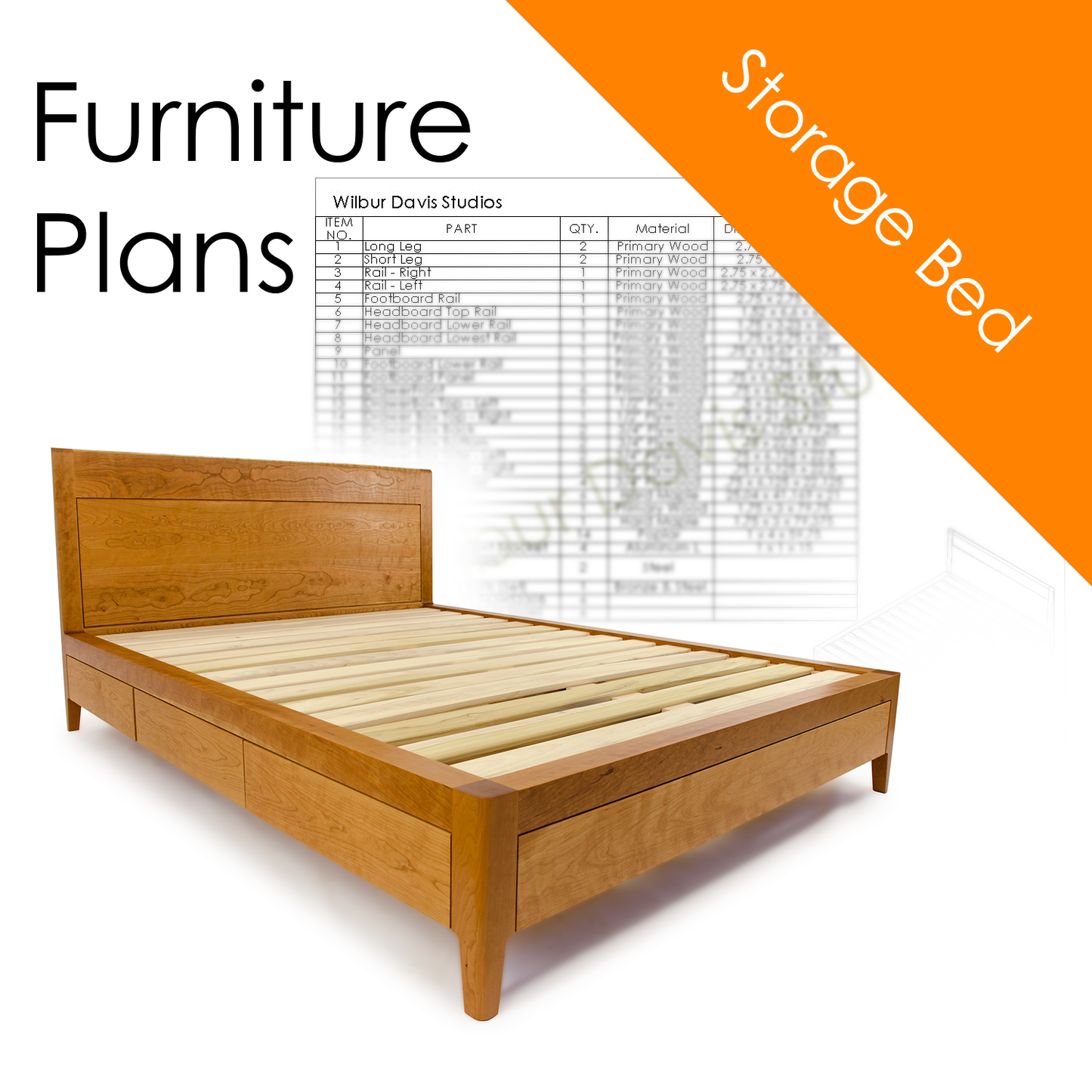 DIY Plans for Platform Bed No. 2 Storage Bed