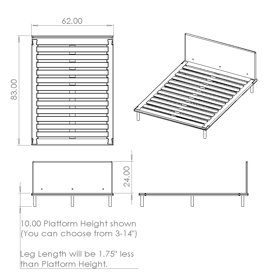 Platform Bed No. 4 with Headboard