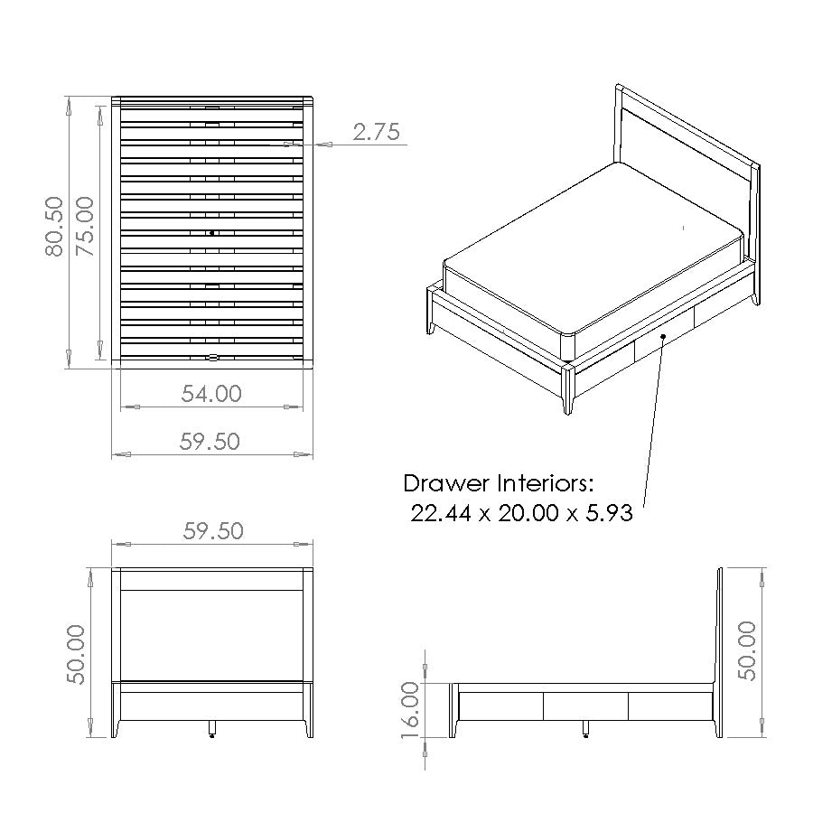 DIY Plans for Platform Bed No. 2 Storage Bed