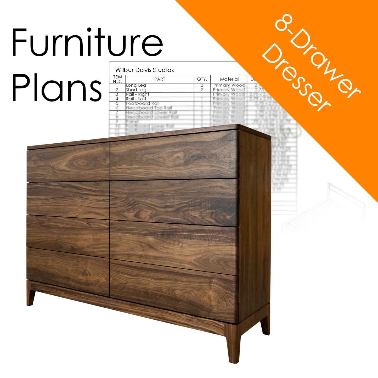 DIY Plans for 8-Drawer Solid Wood Dresser