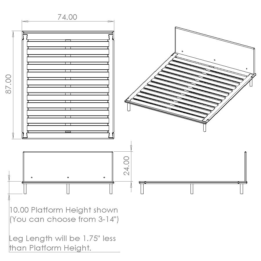 Platform Bed No. 4 with Headboard