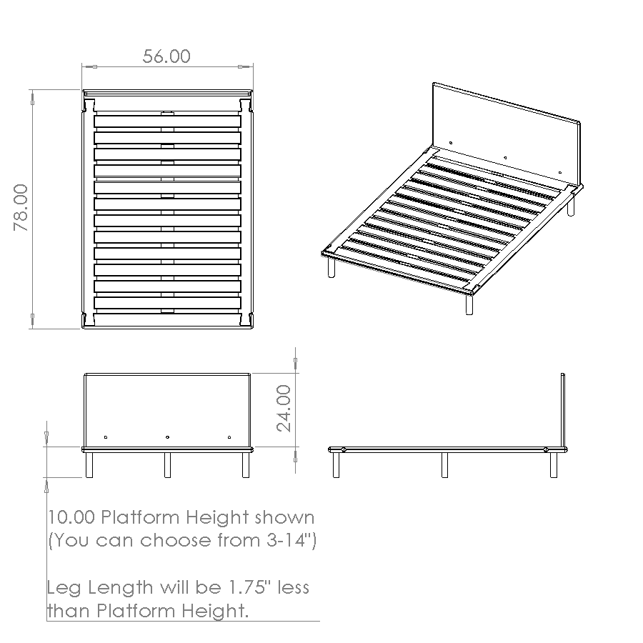 Platform Bed No. 4 with Headboard