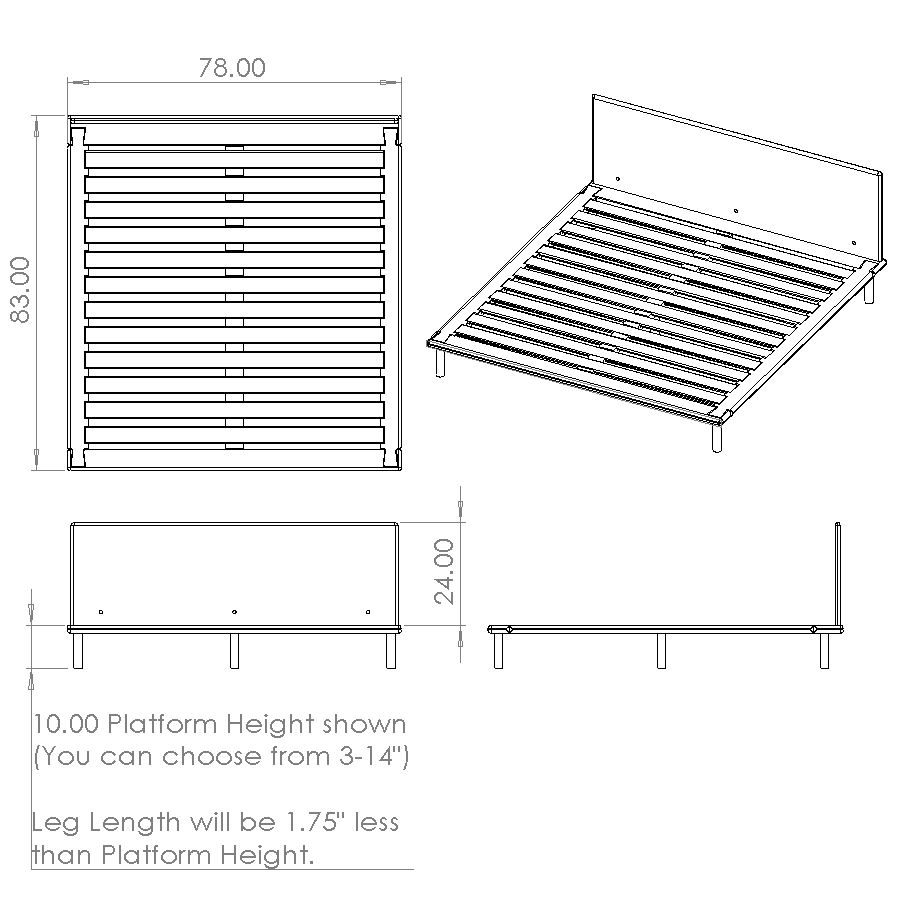 Platform Bed No. 4 with Headboard