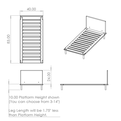 Platform Bed No. 4 with Headboard