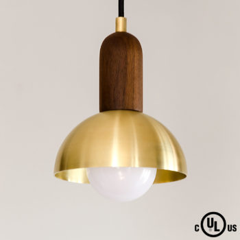 walnut and brass dome pendant light