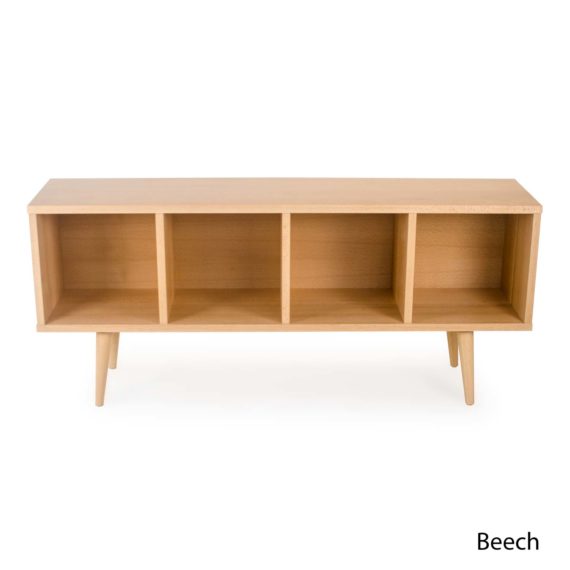 record storage credenza in beech wood