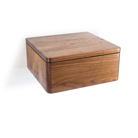floating wood nightstand with drawer in walnut wood