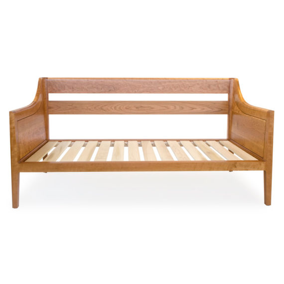 cherry day bed with sculpted joinery, mid century modern design