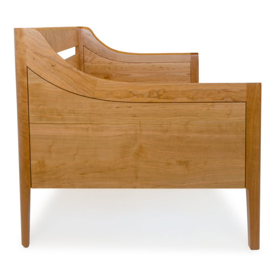 cherry day bed with sculpted joinery, mid century modern design