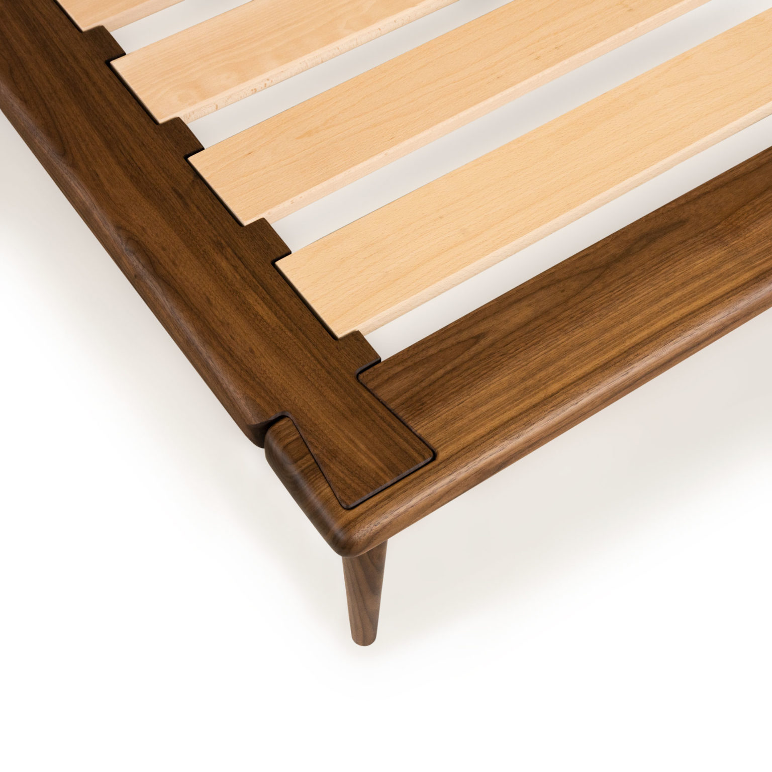 Walnut Platform Bed Without a Headboard | Easy Shipping & Assembly