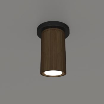walnut flushmount light, shown with black metal ceiling canopy - perfect for restaurant flushmount light, commercial lighting applications