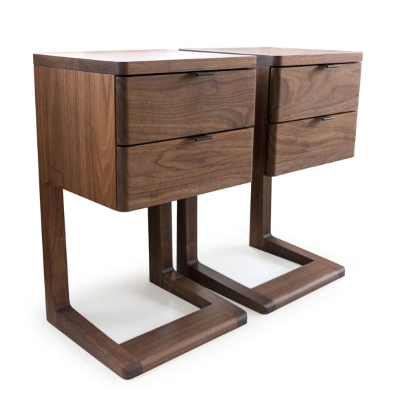 solid wood nightstand with drawers - cantilever nightstand no. 2