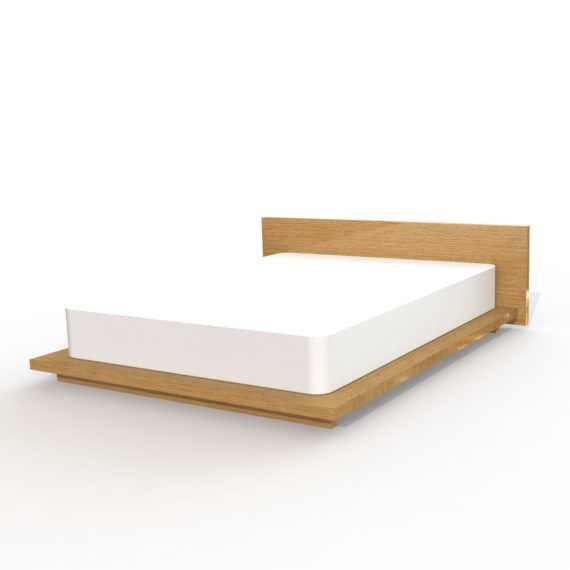 oak platform bed shown mattress, modern design