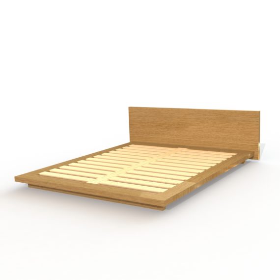wilbur davis studios platform bed no 3 shows close-spaced slat and center midbeam. extremely solid platform bed